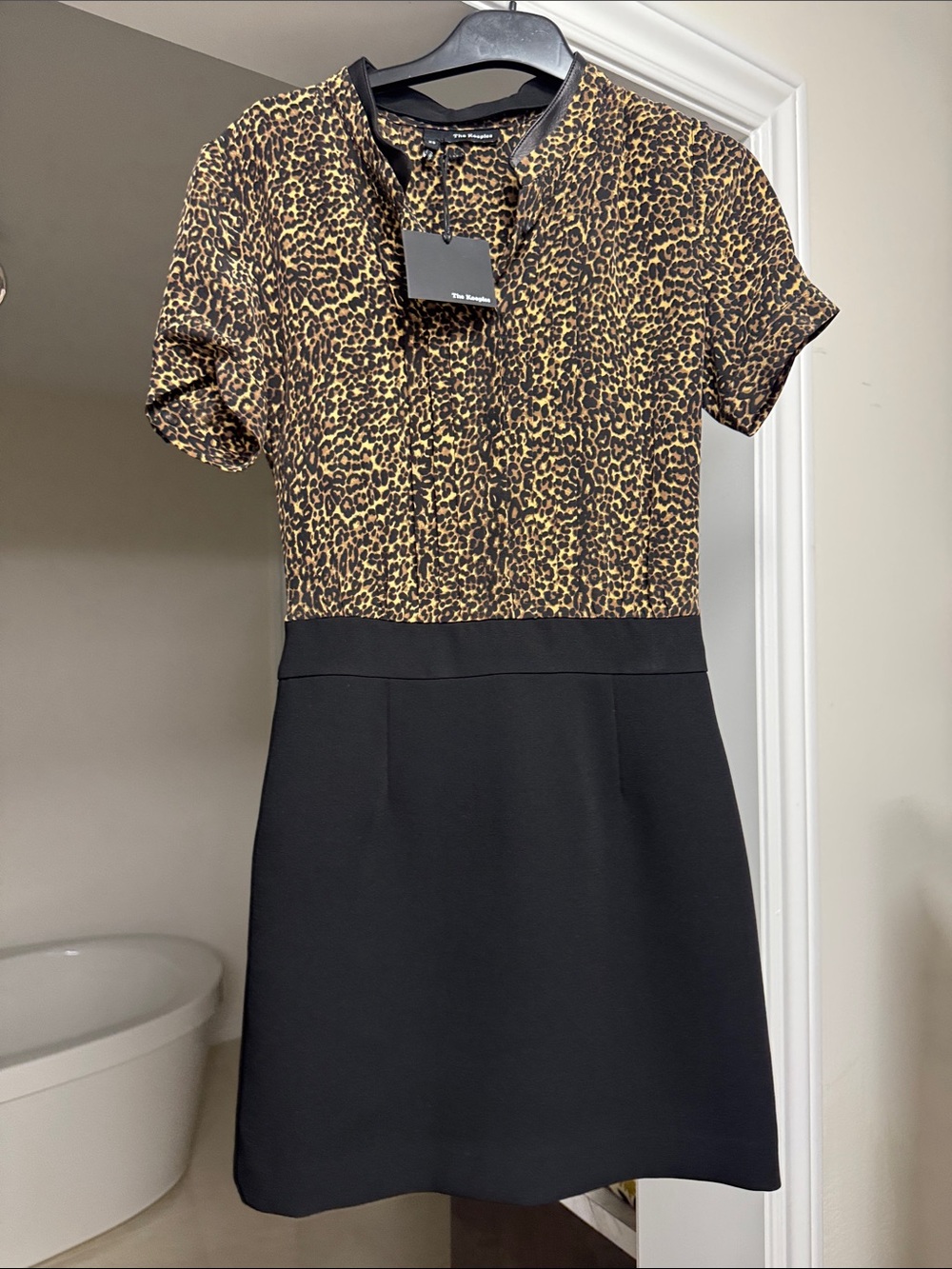 The Kooples Leopard Print & Black Mini Dress